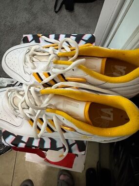 adidas White Sneakers with Yellow Accents